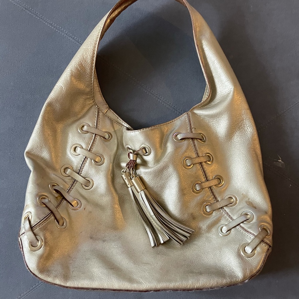 Michael Kors gold leather hobo shoulder bag